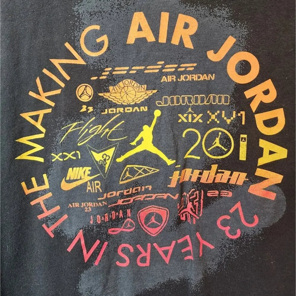 Vtg 90's Nike Air Jordan Black T-Shirt‎ Crew Neck Long Sleeve Youth L